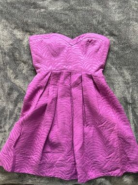 Rebecca Taylor Strapless Textured Fit-and-Flare Dress - Magenta - size 6